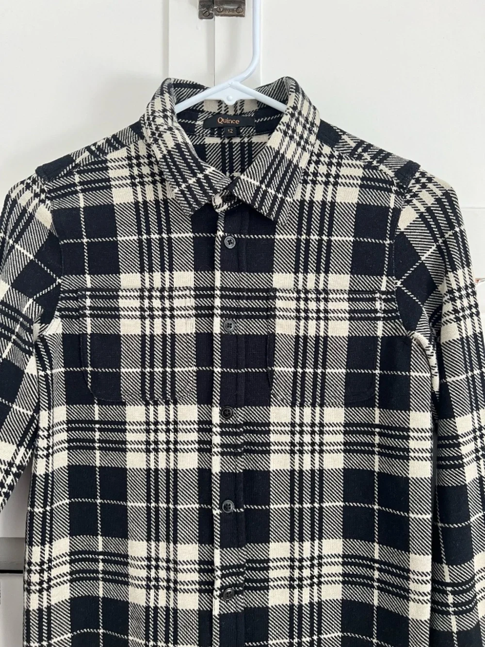 Quince Girls Plaid Fleece Shirt Stretch Button Front Size 12